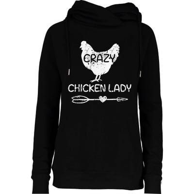 Crazy Chicken Lady Funny Farmer Farming Womens Funnel Neck Pullover Hood