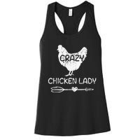 Crazy Chicken Lady Funny Farmer Farming Women's Racerback Tank