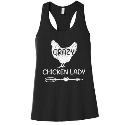 Crazy Chicken Lady Funny Farmer Farming Women's Racerback Tank