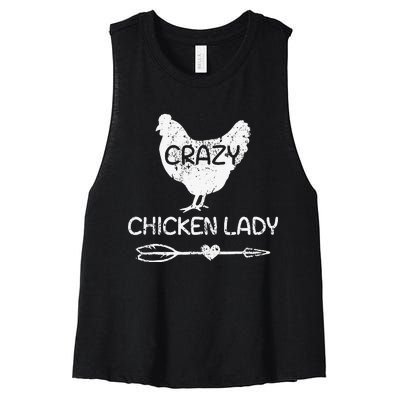 Crazy Chicken Lady Funny Farmer Farming Women's Racerback Cropped Tank