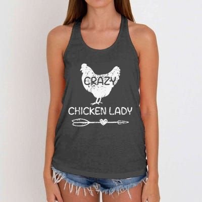 Crazy Chicken Lady Funny Farmer Farming Women's Knotted Racerback Tank