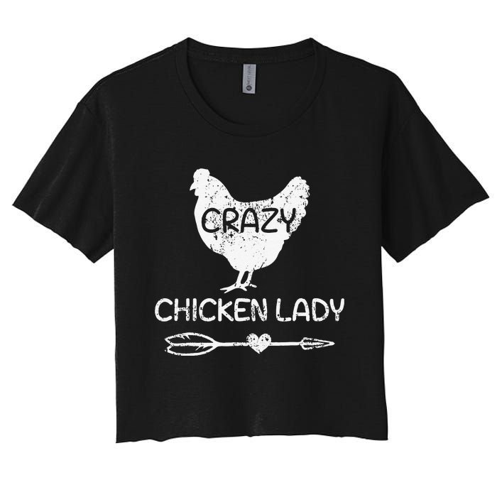 Crazy Chicken Lady Funny Farmer Farming Women's Crop Top Tee