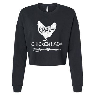 Crazy Chicken Lady Funny Farmer Farming Cropped Pullover Crew