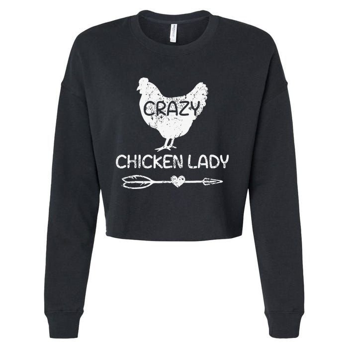 Crazy Chicken Lady Funny Farmer Farming Cropped Pullover Crew