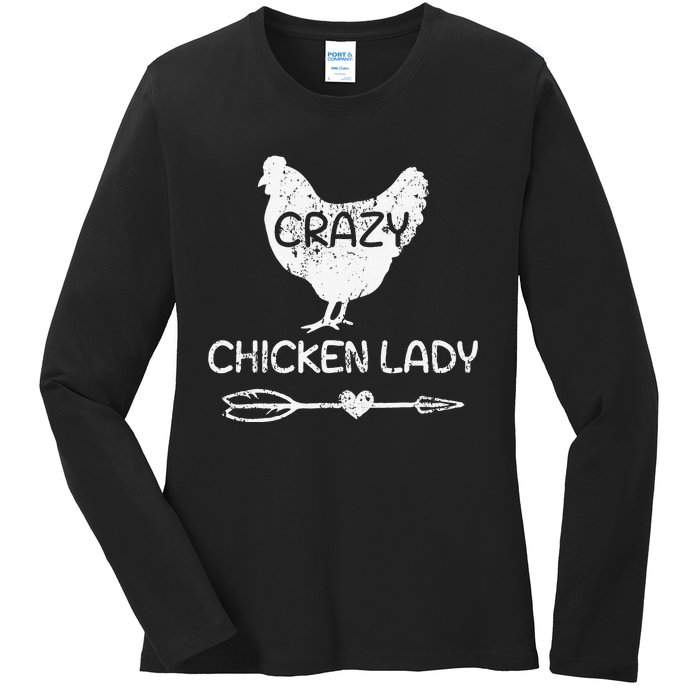 Crazy Chicken Lady Funny Farmer Farming Ladies Long Sleeve Shirt