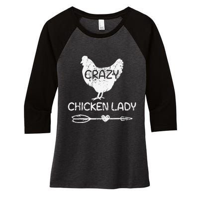 Crazy Chicken Lady Funny Farmer Farming Women's Tri-Blend 3/4-Sleeve Raglan Shirt