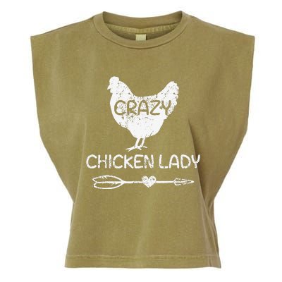 Crazy Chicken Lady Funny Farmer Farming Garment-Dyed Women's Muscle Tee