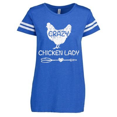 Crazy Chicken Lady Funny Farmer Farming Enza Ladies Jersey Football T-Shirt