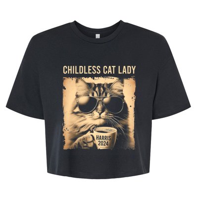 Childless Cat Lady Vintage Coffee Cat Bella+Canvas Jersey Crop Tee