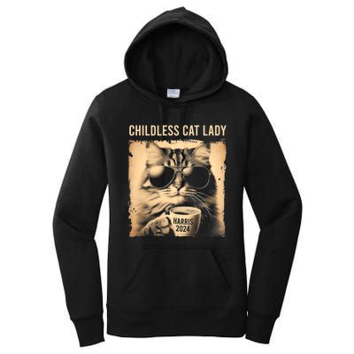 Childless Cat Lady Vintage Coffee Cat Women's Pullover Hoodie