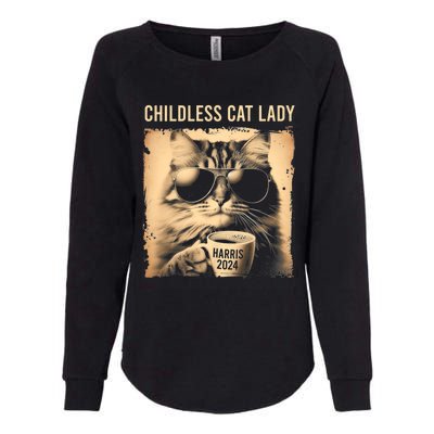 Childless Cat Lady Vintage Coffee Cat Womens California Wash Sweatshirt