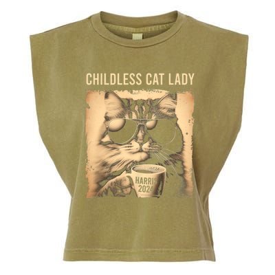 Childless Cat Lady Vintage Coffee Cat Garment-Dyed Women's Muscle Tee