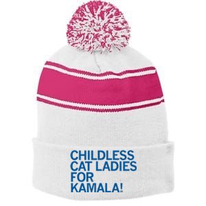 Childless Cat Ladies For Kamala Stripe Pom Pom Beanie