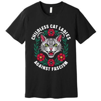 Childless Cat Ladies Against Fascism Flowers Premium T-Shirt