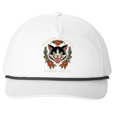 Childless Cat Ladies Against Fascism Flowers Snapback Five-Panel Rope Hat