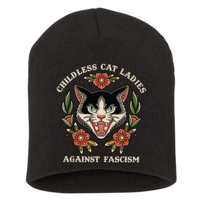 Childless Cat Ladies Against Fascism Flowers Short Acrylic Beanie