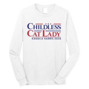 Childless Cat Lady Kamala 2024 Harris Funny President 2024 Long Sleeve Shirt