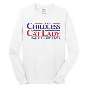 Childless Cat Lady Kamala 2024 Harris Funny President 2024 Tall Long Sleeve T-Shirt