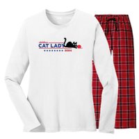 Childless Cat Lady Voting Election 2024 Usa Women's Long Sleeve Flannel Pajama Set 