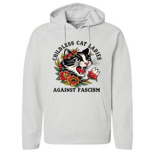 Childless Cat Lady; Childless Cat Ladies Against Fascism Performance Fleece Hoodie