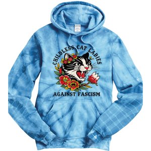 Childless Cat Lady; Childless Cat Ladies Against Fascism Tie Dye Hoodie