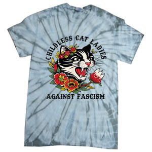 Childless Cat Lady; Childless Cat Ladies Against Fascism Tie-Dye T-Shirt