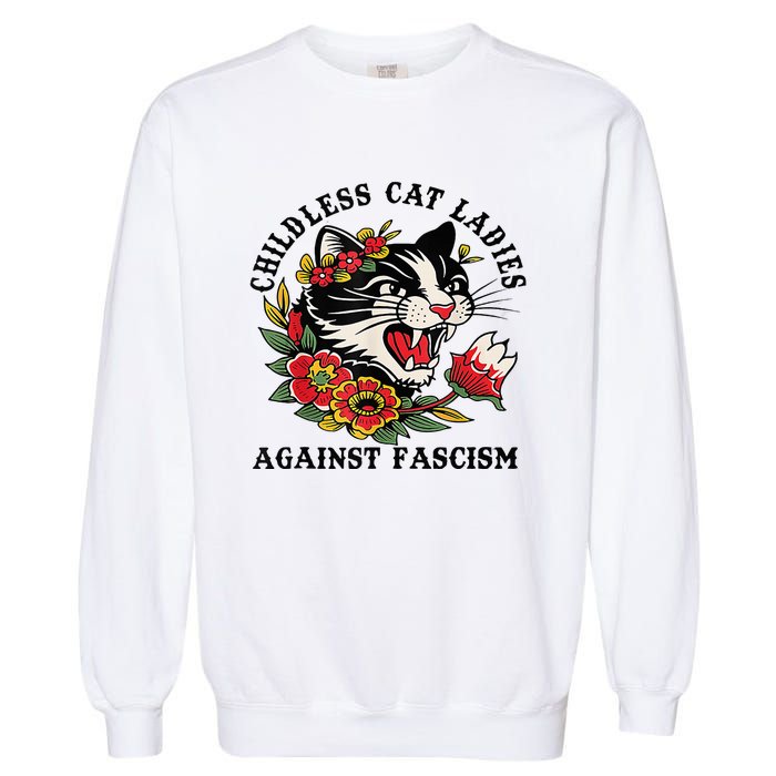 Childless Cat Lady; Childless Cat Ladies Against Fascism Garment-Dyed Sweatshirt