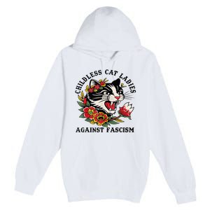 Childless Cat Lady; Childless Cat Ladies Against Fascism Premium Pullover Hoodie