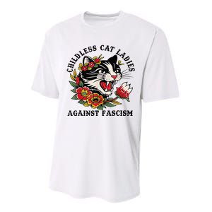 Childless Cat Lady; Childless Cat Ladies Against Fascism Performance Sprint T-Shirt