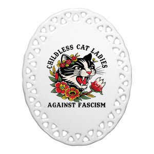 Childless Cat Lady; Childless Cat Ladies Against Fascism Ceramic Oval Ornament