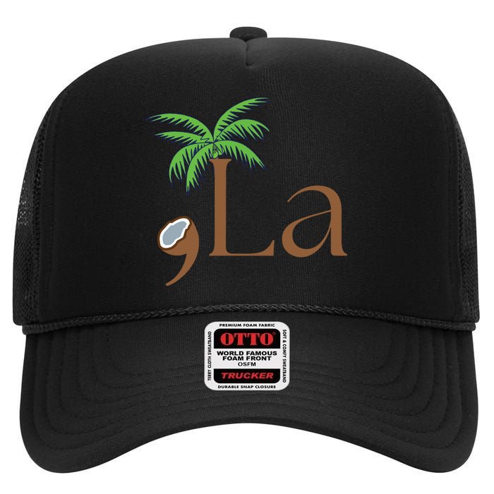 Coconut Comma La Kamala Harris 2024 President Election High Crown Mesh Back Trucker Hat