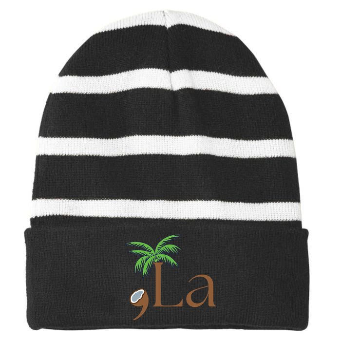 Coconut Comma La Kamala Harris 2024 President Election Striped Beanie with Solid Band