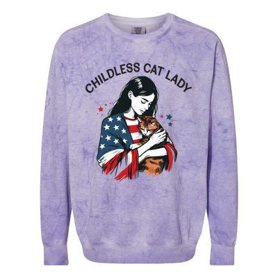 Childless Cat Lady With Patriotic Flair Colorblast Crewneck Sweatshirt