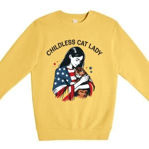 Childless Cat Lady With Patriotic Flair Premium Crewneck Sweatshirt