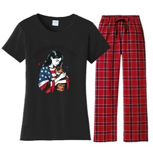 Childless Cat Lady With Patriotic Flair Women's Flannel Pajama Set