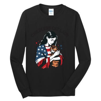 Childless Cat Lady With Patriotic Flair Tall Long Sleeve T-Shirt