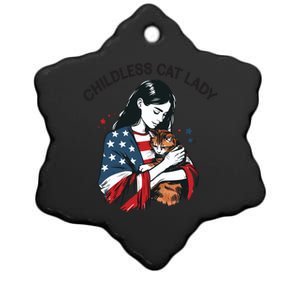 Childless Cat Lady With Patriotic Flair Ceramic Star Ornament