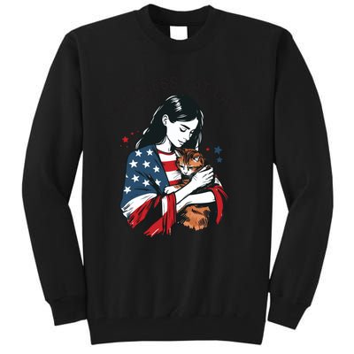 Childless Cat Lady With Patriotic Flair Tall Sweatshirt