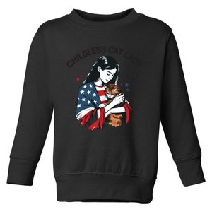 Childless Cat Lady With Patriotic Flair Toddler Sweatshirt