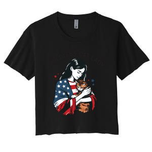 Childless Cat Lady With Patriotic Flair Women's Crop Top Tee