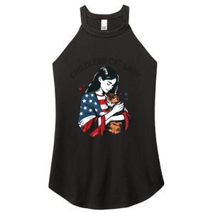 Childless Cat Lady With Patriotic Flair Women's Perfect Tri Rocker Tank