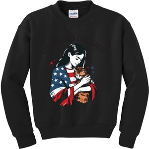 Childless Cat Lady With Patriotic Flair Kids Sweatshirt