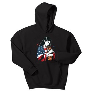 Childless Cat Lady With Patriotic Flair Kids Hoodie