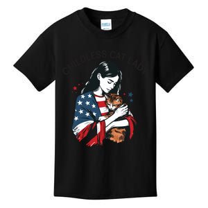 Childless Cat Lady With Patriotic Flair Kids T-Shirt