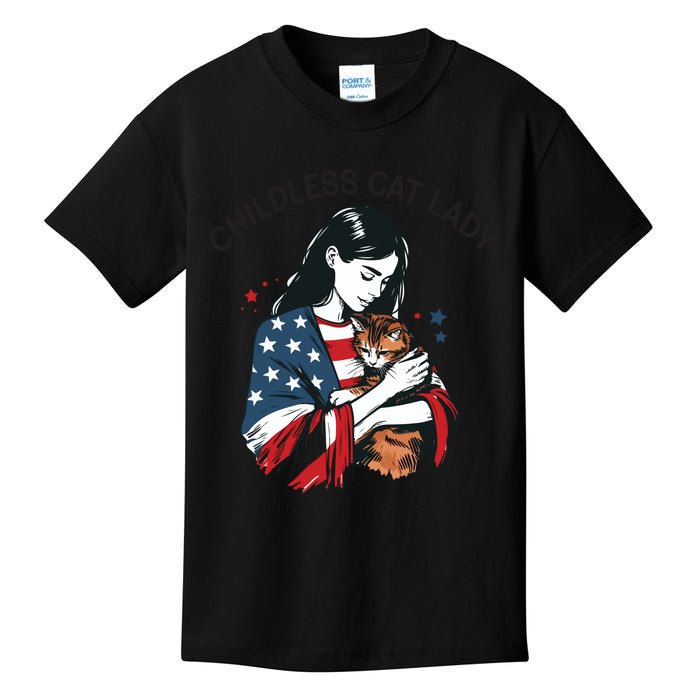 Childless Cat Lady With Patriotic Flair Kids T-Shirt