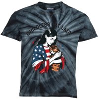 Childless Cat Lady With Patriotic Flair Kids Tie-Dye T-Shirt