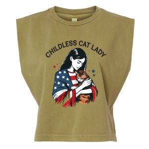 Childless Cat Lady With Patriotic Flair Garment-Dyed Women's Muscle Tee