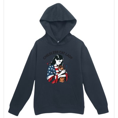 Childless Cat Lady With Patriotic Flair Urban Pullover Hoodie