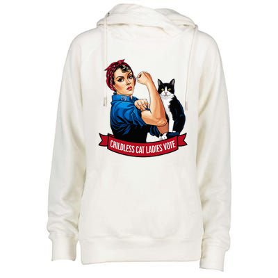 Childless Cat Ladies Vote Rosie The Riveter Womens Funnel Neck Pullover Hood