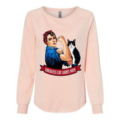 Childless Cat Ladies Vote Rosie The Riveter Womens California Wash Sweatshirt